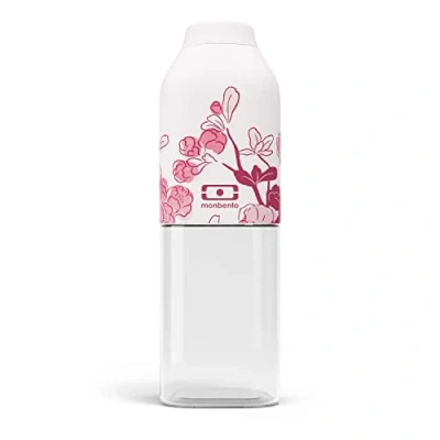 Image of monbento Water Bottle MB Positive M Magnolia 500ml Leakproof Perfect for Work, Travel, Sport, or to Slip into a Handbag BPA Free Food Grade Safe Pink Flowers