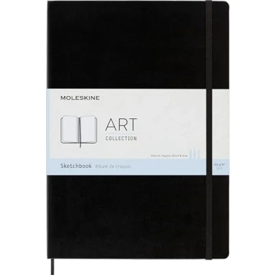 Image of Moleskine Art Collection Watercolor Notebook, Drawing Book with Hard Cover and Elastic Closure, Paper Suitable for Watercolors Pencils, Black Color, Size Large 29.7 x 21 cm, 96 Pages