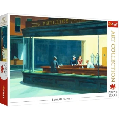 Image of Trefl 10747 1000 Elemente, Art Collection, Kunst, Amerikanische Malerei, DIY, Kreative Unterhaltung, Spaß, Klassische Puzzles für Erwachsene und Kinder ab 12 Jahren, Edward Hopper Night Owls