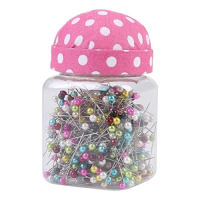 Image of 500 Pcs Sewing Pins Straight Head with Box, Colorful Round Pearl Dressmaking Quilting for Crafts Decorations