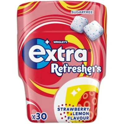 Image of Extra Refreshers Strawberry Lemon Sugarfree Chewing Gum Bottle 30 Pieces