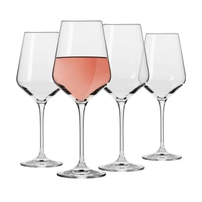 Image of Krosno Large White Wine Glasses Set of 4 390 ml Avant Garde Collection Crystal Glass Perfect for Home, Restaurants and Parties Dishwasher Safe