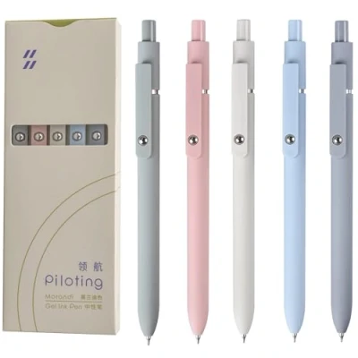 Image of MengRan Piloting Gel Ink Pens Set,0.5mm Fine Point Tip,Quick Drying Ink, Cute Fancy for Women Gifts (5 Pcs Morandi Black Ink)