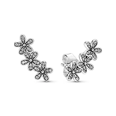 Image of Pandora Moments Women&#039;s Sterling Silver Daisy Flower Stud Earrings, No Box