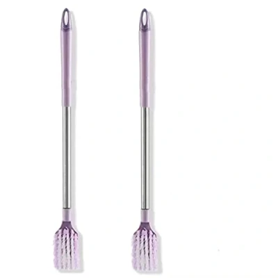 Image of 2 Pack Bathroom Toilet Bowl Brush and Holder Handy Compact Cleaner for