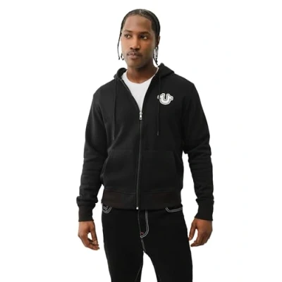 Image of True Religion Men&#039;s Zip Up Hoodie, Black, XX Large