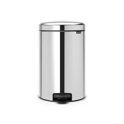 Image of Brabantia 113987 Pedal Bin newIcon with Plastic Inner Bucket, 20 Litre Brilliant Steel