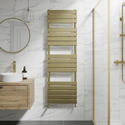 Image of DuraTherm Flat Panel Heated Towel Radiator Brushed Brass 1600 x 500mm