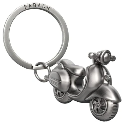Image of FABACH Vespa Keyring Gift Scooter for Drivers Gifts Motor Lucky Charm Drive Carefully, Antique silver, 1, Retro