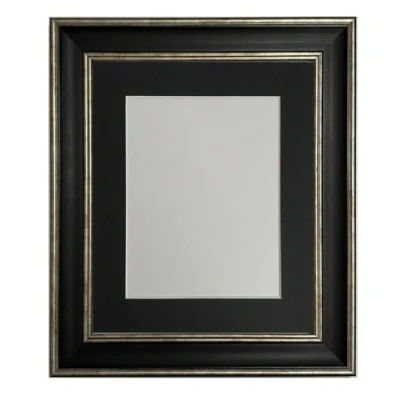 Image of FRAMES BY POST Scandi Black &amp; Distressed Silver Picture Photo Frame with Mount A3 Image Size A4