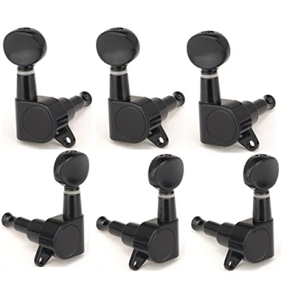 Image of Musiclily 3+3 Sealed Guitar Tuners Tuning Pegs Keys Machine Heads Set for Electric/Acoustic Guitar, Oval Button Black