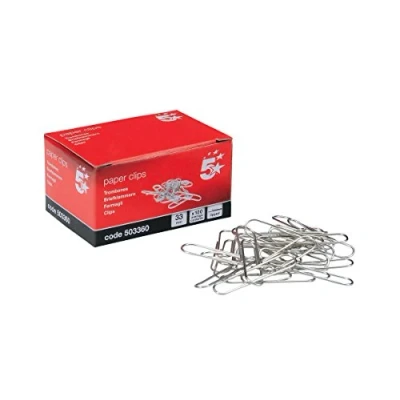 Image of 5 Star Paperclips Metal Large 33mm Lipped [Pack of 10x100], Silver