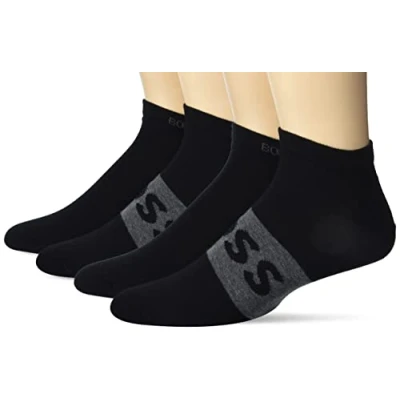 Image of BOSS Men&#039;s 2 Pack Big Logo Ankle Socks Casual, Black, 5 13 UK