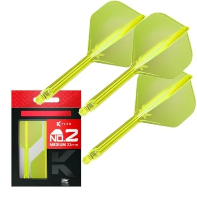 Image of TARGET Darts K Flex Integrated Dart Flight And Shaft, No.2 Yellow (Medium) Pack Of 3 No 2, Kflex Precision Moulded 2 In 1 Flights Stem Professional Accessories
