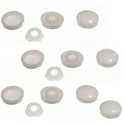 Image of Merriway BH02017 (10 Pcs) Plastidome 2 Piece Clip On No. 8 &amp; 10 Screw Covers, White 15 mm (5/8 Inch) Diameter Pack of Pieces