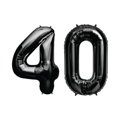 Image of Black Number 40 Foil Balloon, 101cm