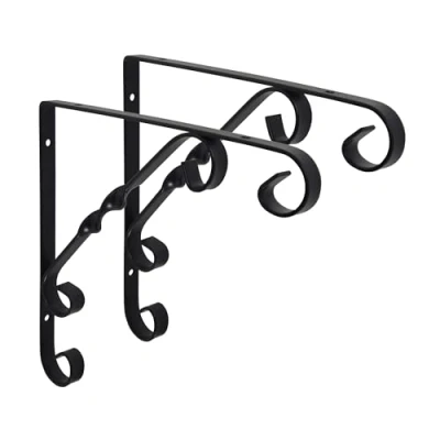 Image of Black Shelf Brackets Antique Uranus Style Decorative Wall 150mm x