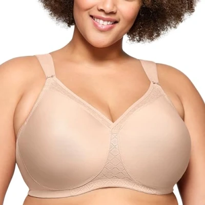 Image of Glamorise Full Figure Plus Size MagicLift Moisture Control Bra Wirefree #1064 Gray Heather