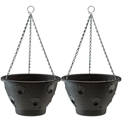 Image of Thompson &amp; Morgan Bloomaround Hanging Basket Garden Planter Plant Pot Container with Water Reservoir for Flowers, Vegetables and Fruits (30cm, 2 Pack)