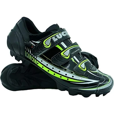 Image of LUCK Master Cycling Shoe with Carbon Sole and Triple Velcro Strap for Support Black White