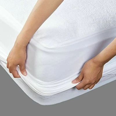 Image of New Waterproof Terry Towelling Mattress Protectors Hypo Allergenic Breathable Non Noisy Super Soft Cosy Fitted Style (Cot Bed (70 x 140cm))