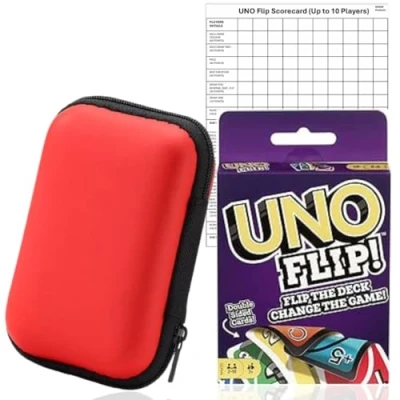 Image of BUSHE Products Flip &amp; Case + 4 Scorecards Card Game, Travel Games For Kids, Family Games, Adults, Children’s