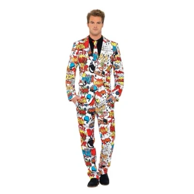Image of Smiffys Comic Strip Suit, L Size 42inches 44inches, Red &amp; White
