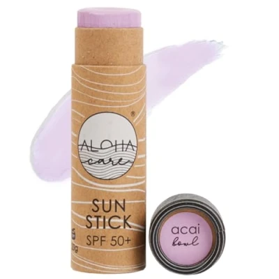 Image of Aloha Sun Stick SPF 50+ Sunblock for Face Sunscreen Surfing Great Cream Kids &amp; Outdoor Sports Plastic Free Packaging 20g Made in Europe (Purple)