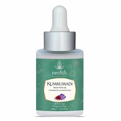 Image of Neolith 100% Organic Kumkumadi Skin Radiance Face Oil with Saffron, Sandalwood, Vetiver, Turmeric &amp; Lotus Extracts for Dull Skin, Dark Spots, Glowing (30 ML)