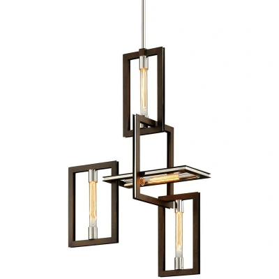 Image of Enigma 4 Light Chandelier Bronze With Polished Stainless