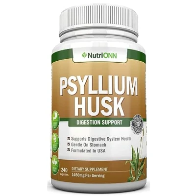 Image of Psyllium Husk Capsules 1450mg Per Serving 240 Premium Fiber Supplement Great for Digestion and Regularity 100% Natural Soluble