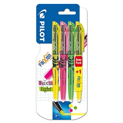 Image of Pilot 4136B4 Frixion Highlighter Promotion 4 Pack of Yellow Green, Pink and