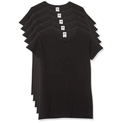 Image of Fruit of the Loom Women&#039;s Ladies Iconic, Lightweight Ringspun Tee, 5 Pack T Shirt, Black (Black 36), 14 (Size:2XL) (Pack 5)