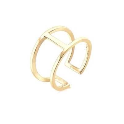 Image of Elli Women Gold Plated 925 Sterling Silver Adjustable Ring