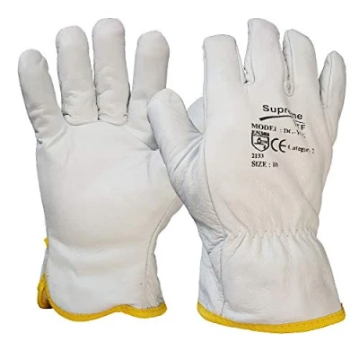 Image of 10 Pairs Driver Work Gloves Fleece Cotton Lined Soft Leather Lorry Drivers Safety (XL)