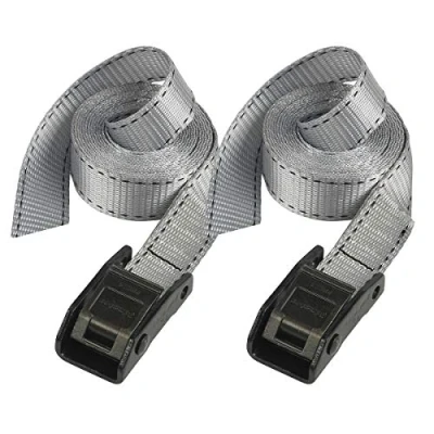Image of Master Lock 3110EURDAT Luggage Strap with easy to use Buckle, Grey, 2,50m x 25mm Strap, Pack of 2