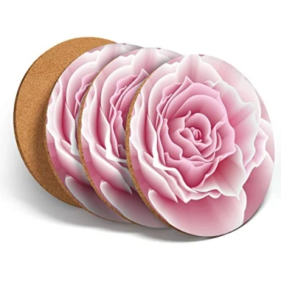 Image of 4 Set Pretty Pink Rose Coasters Roses Flowers Kitchen Coaster #15593
