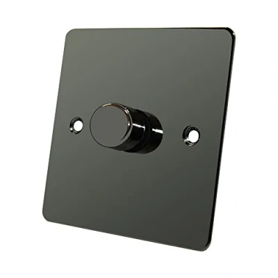 Image of Flat Plate Black Nickel 1 Gang Dimmer 1000W 10 Amp Single 2 Way Light Switch