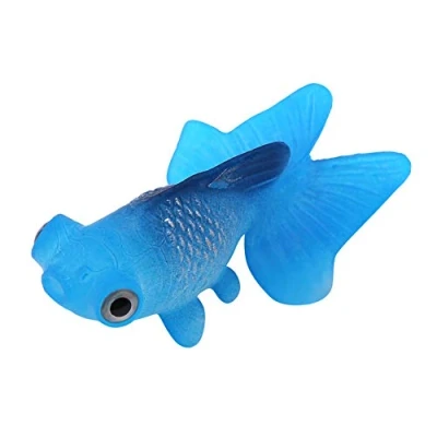Image of Aquarium Fish Bowl Plastic Swimming Gold Betta Funny Artificial Silicone Small Lifelike Fake Tank Decoration Ornaments(Blue Goldfish)