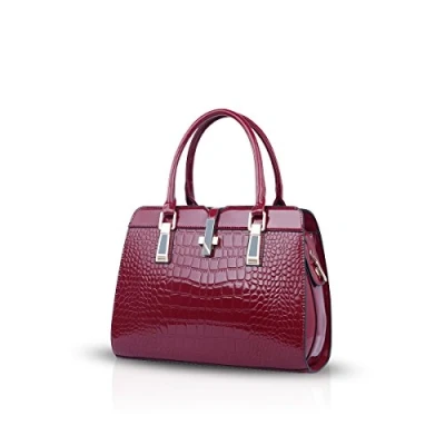 Image of Nicole&amp;Doris ladies handbags fashion patent leather shell portable shoulder Messenger bag for women(Red wine)