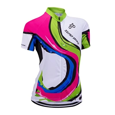 Image of ZEROBIKE Women&#039;s Short Sleeve Breathable Cycling Jersey, Quick Dry Biking Shirt Cycle Tops Racing Bicycle Clothes, 0016, XL