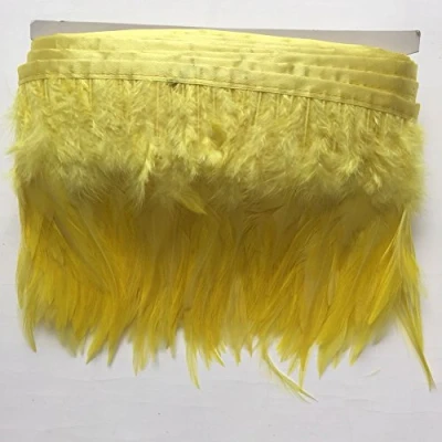 Image of Sowder Rooster Hackle Feather Fringe Trim for Custume Dress Decoration Pack of 5 Yards(Yellow)