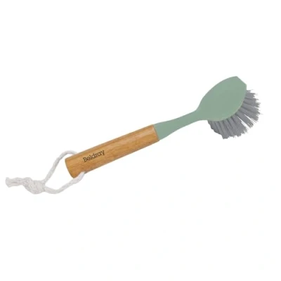 Image of Beldray LA029036GRNEU7 Eco Dish Brush Tough On Dirt, Bristle Scrubbing Brush, Suitable For Kitchens, Bathrooms, Tiles, Cookware, Made With New And Recycled Plastic, FSC® certified Bamboo Handle