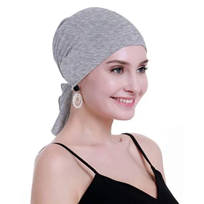 Image of osvyo Bamboo Chemo Headscarf for Women Hair Loss Cancer Slip On Headwear Turbans Hats caps Sealed Packaging Almond Pink