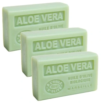Image of Label Provence Nature Savon de Marseille French Soap Made With Pure Organic Olive Oil and Shea Butter Aloe Vera Fragrance 125 Gram Bar Set of 3