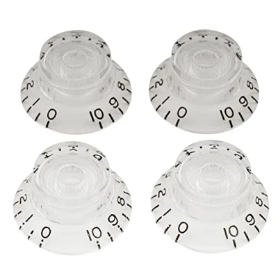 Image of Musiclily Pro Left Handed Metric Size 18 Splines Guitar Bell Top Hat Knobs for Epiphone Les Paul SG Style, Transparent (Set of 4)