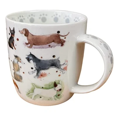 Image of Alex Clark Dogs Mug Different Dog Breeds Original Artwork Cup for Animal Lovers Gift Ideas Perfect Coffee &amp; Tea Vegan Friendly Designed in The UK...