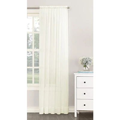Image of NetCurtainsUK Single Plain Voile Net Curtain Sheer Panels Slot Top Heading (Cream, 140cm (55&#039;&#039;) Wide x 229cm (90&#039;&#039;) Drop), HMPVP01