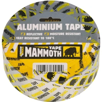 Image of Everbuild Mammoth Aluminium Tape Heat Resistant to 180C Light Reflective Excellent Moisture Resistance Silver 75mm x 45m Roll