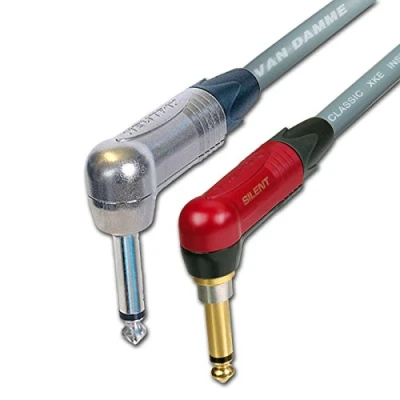 Image of Neutrik SILENT Guitar Jack to Lead. Van Damme Cable. Angled 1m 3m 6m 5m 10m (6m, Grey)